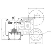 Febi Air Suspension Bellow 239mm Rear Right 101269