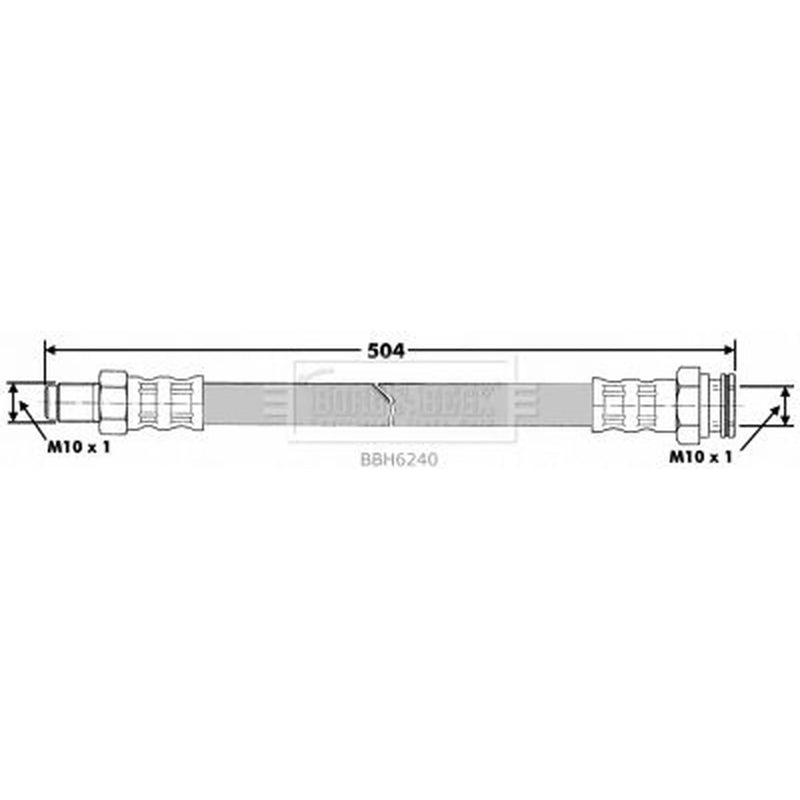 Borg & Beck Brake Hydraulic Hose Line Front Left BBH6240