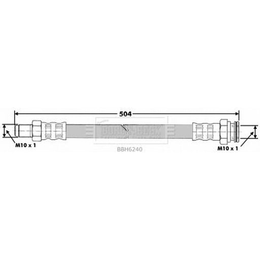 Borg & Beck Brake Hydraulic Hose Line Front Left BBH6240