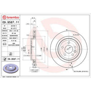 Brembo 2 x Internally Vented Rear Brake Discs 09.9587.11