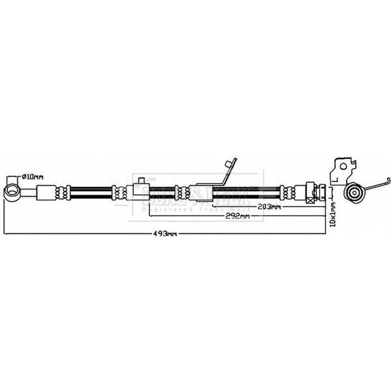Borg & Beck Brake Hydraulic Hose Line Front Left BBH8645