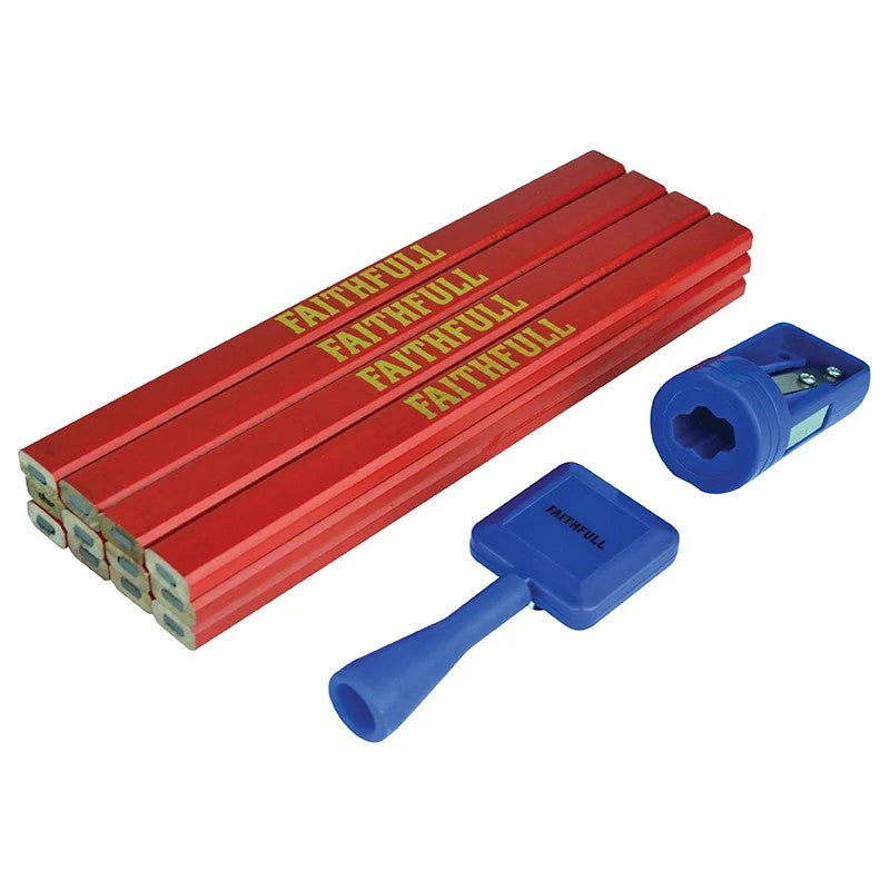 Faithfull Carpenter's Pencil Kit Red / Medium (Pack 12) - FAICPRKIT