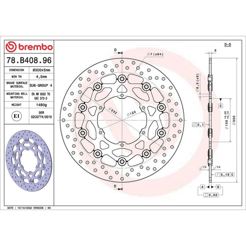 Brembo 2 x Floating Front Brake Disc Brake Discs 78B40896