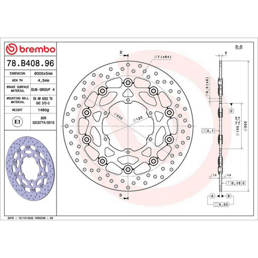Brembo 2 x Floating Front Brake Disc Brake Discs 78B40896