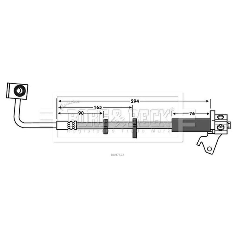 Borg & Beck Brake Hydraulic Hose Line Rear Left BBH7622
