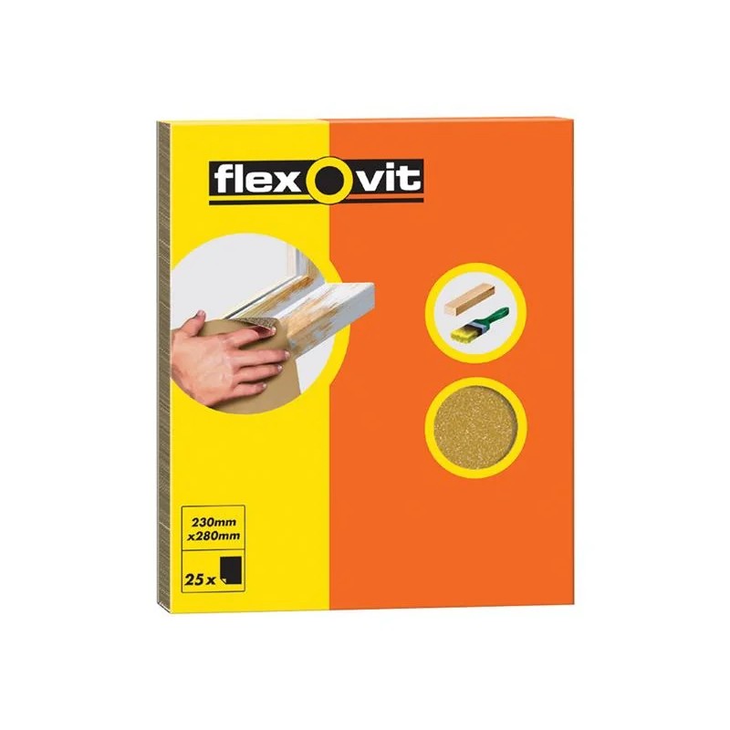 Flexovit Glasspaper Sanding Sheets 230 x 280mm Grade S2 (25) - 63642558237