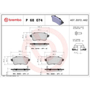 Brembo 4 x Rear Brake Pad Set P68074