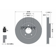 Textar 2 x Internally Vented Brake Discs 92167403