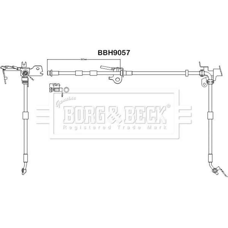 Borg & Beck Brake Hydraulic Hose Line Front Right BBH9057