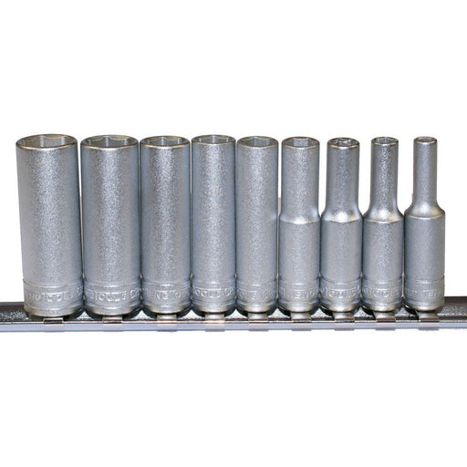 Teng Tools 1/4" Deep Socket Clip Rail Set 9 Pieces