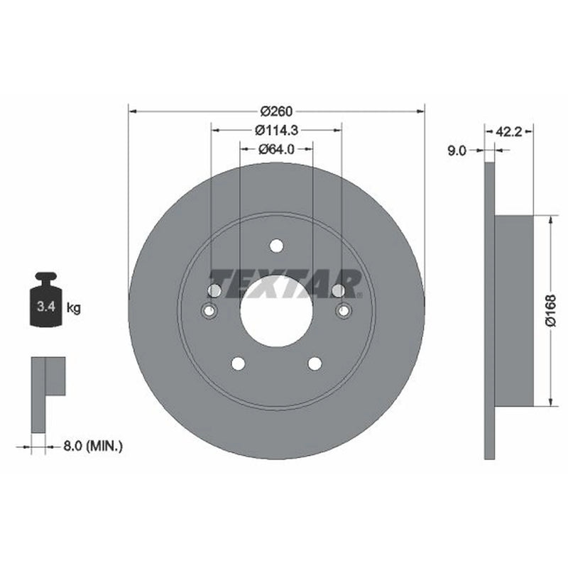 Textar 2 x Solid Rear Brake Discs 92172003