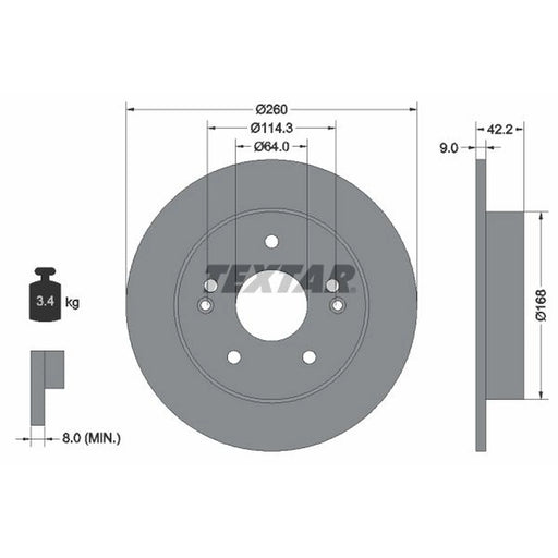 Textar 2 x Solid Rear Brake Discs 92172003