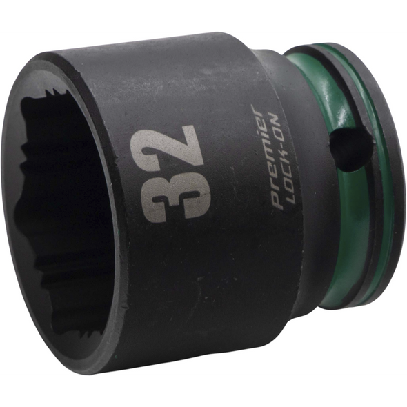 Sealey 1/2"Dr Lock-On Impact Socket 32mm (Green Coded Ring)