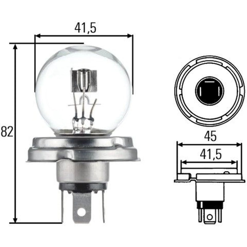 Hella Headlight Bulb R2 (Bilux) P45t 6V 45/40W 8GD 002 088-071
