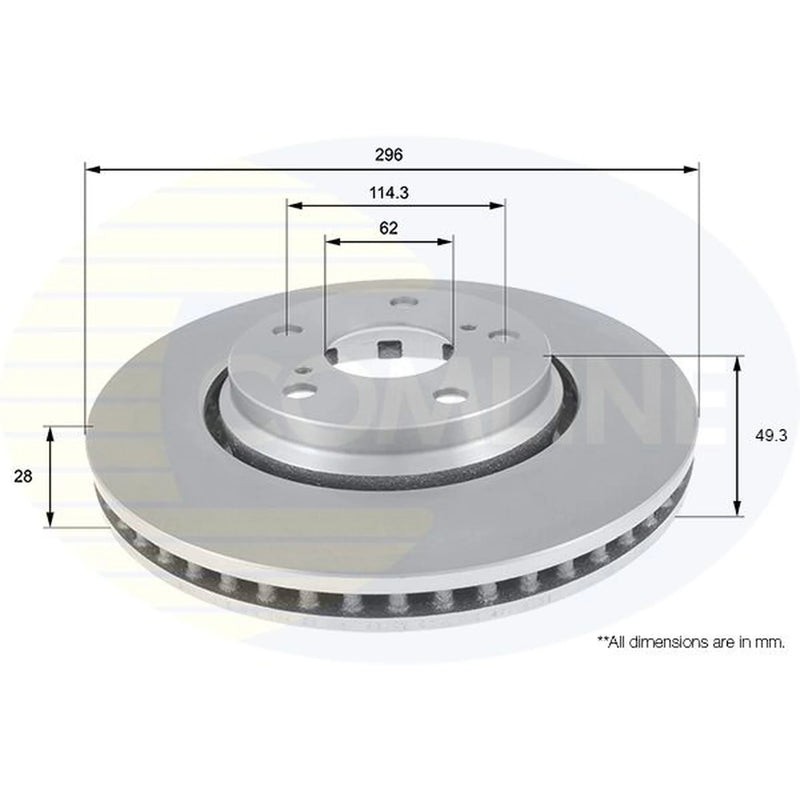 Comline 2 x Internally Vented Front Brake Discs ADC2500V