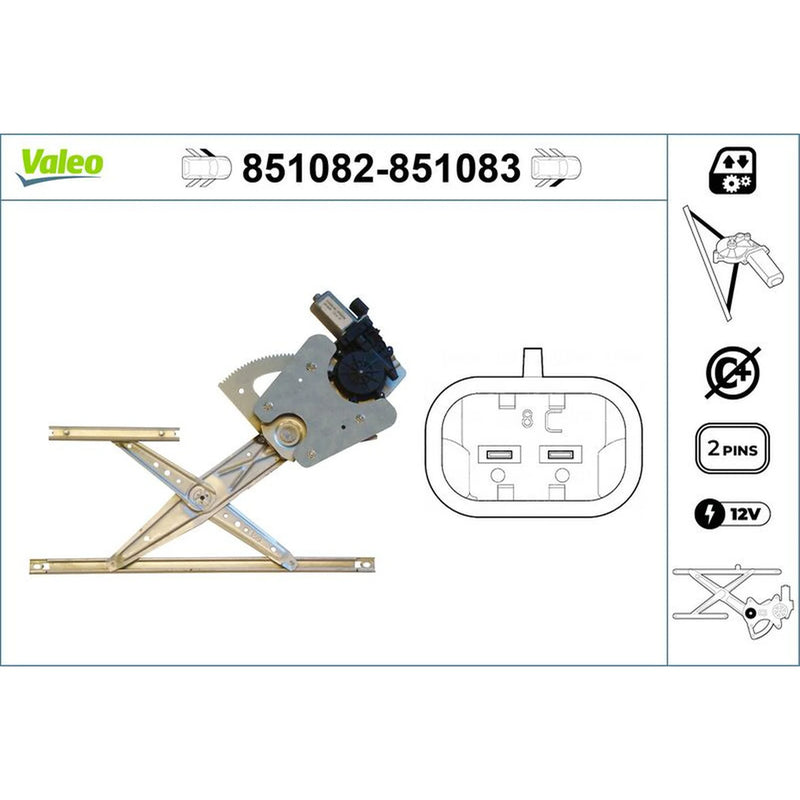 Valeo Electric Window Regulator Lifter Right Front 851083