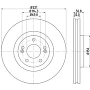 Mintex 2 x Internally Vented Front Brake Discs MDC2175