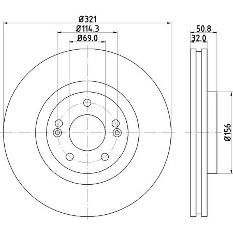 Mintex 2 x Internally Vented Front Brake Discs MDC2175