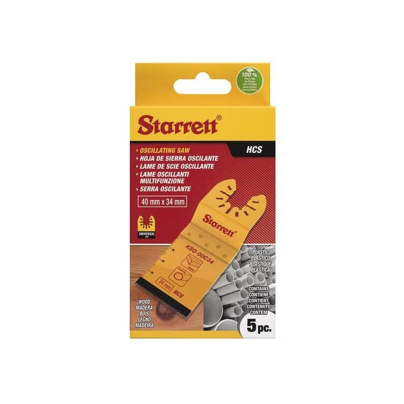 Starrett KSO-00C34-5 Plunge HCS Oscillating Blade 40 x 34mm x 18 TPI Pack of 5