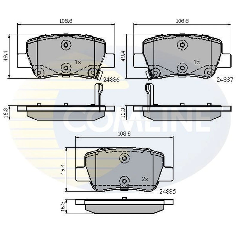 Comline 4 x Rear Brake Pad Set CBP32026