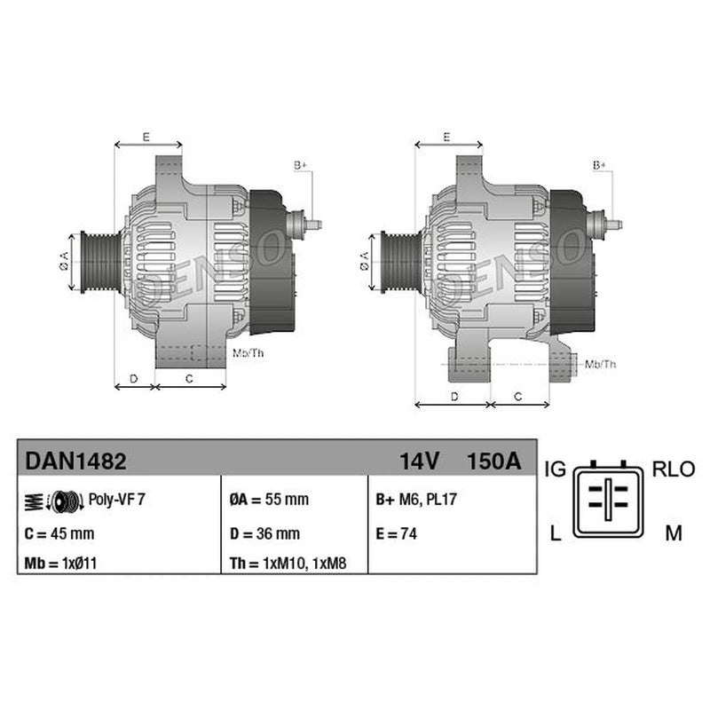 Denso Car Alternator 12V DAN1482