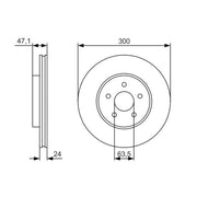 Bosch 2 x Vented Brake Discs 0 986 479 S48