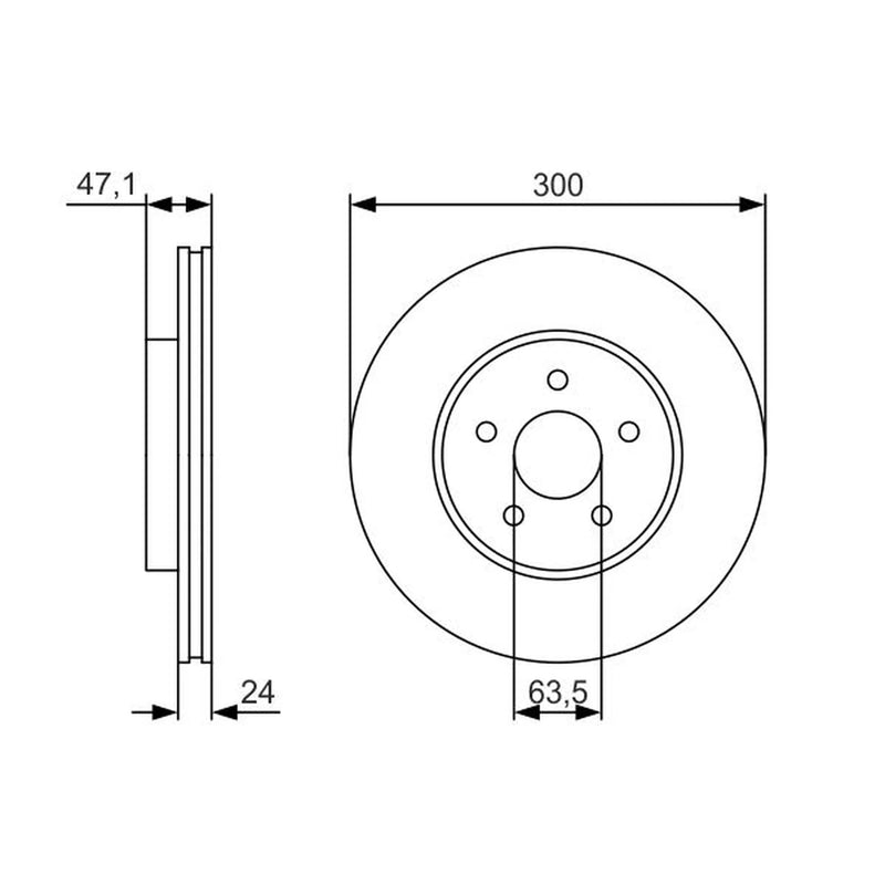 Bosch 2 x Vented Brake Discs 0 986 479 S48