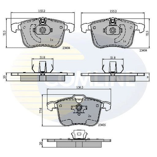 Comline 4 x Front Brake Pad Set CBP01593