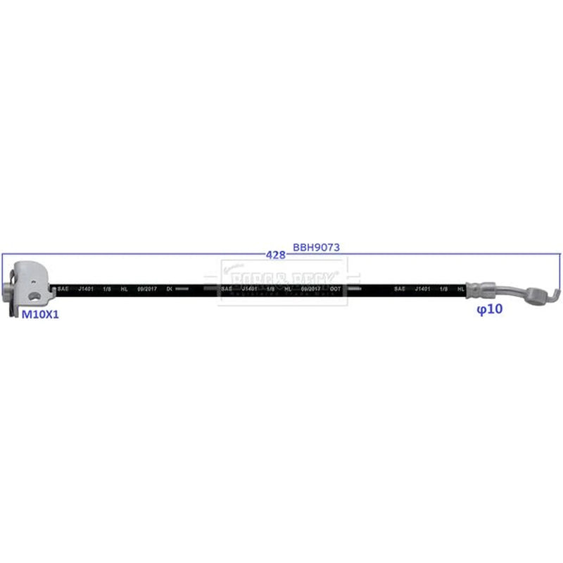 Borg & Beck Brake Hydraulic Hose Line Rear Left BBH9073