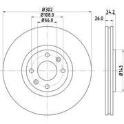 DON 2 x Internally Vented Front Brake Discs PCD12462