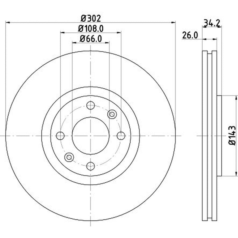 DON 2 x Internally Vented Front Brake Discs PCD12462