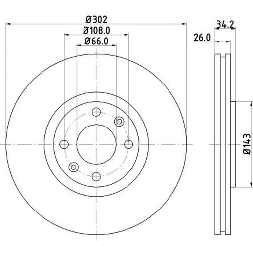 DON 2 x Internally Vented Front Brake Discs PCD12462