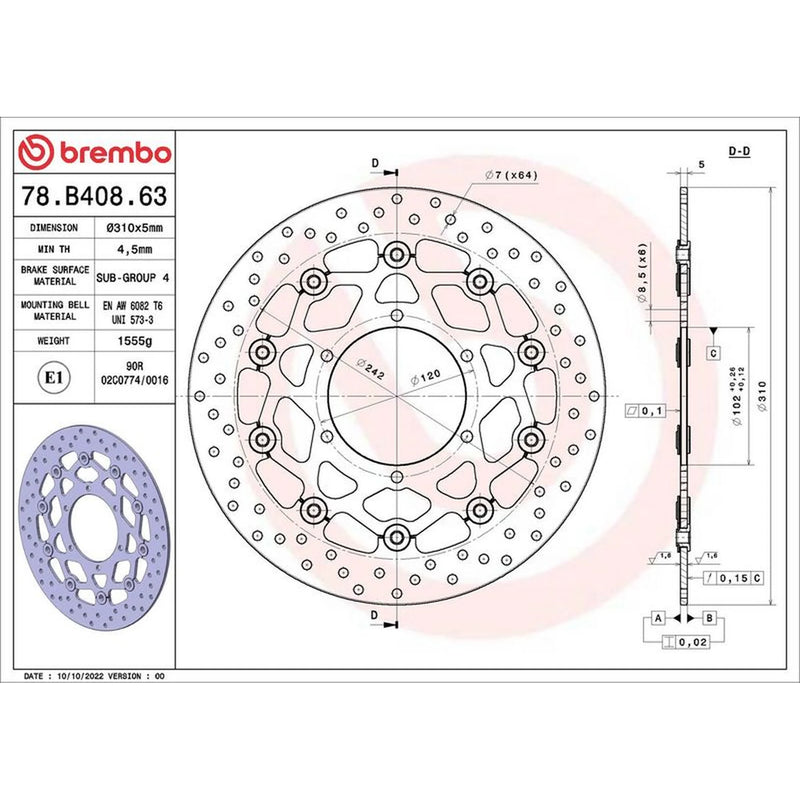 Brembo 2 x Floating Front Brake Disc Brake Discs 78B40863