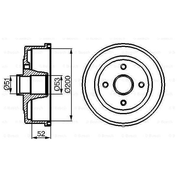 Genuine Bosch Brake Drum Single Db206 Fits Vauxhall Corsa - 1.2 - 00-04 09864771 Bosch  - Town Parts