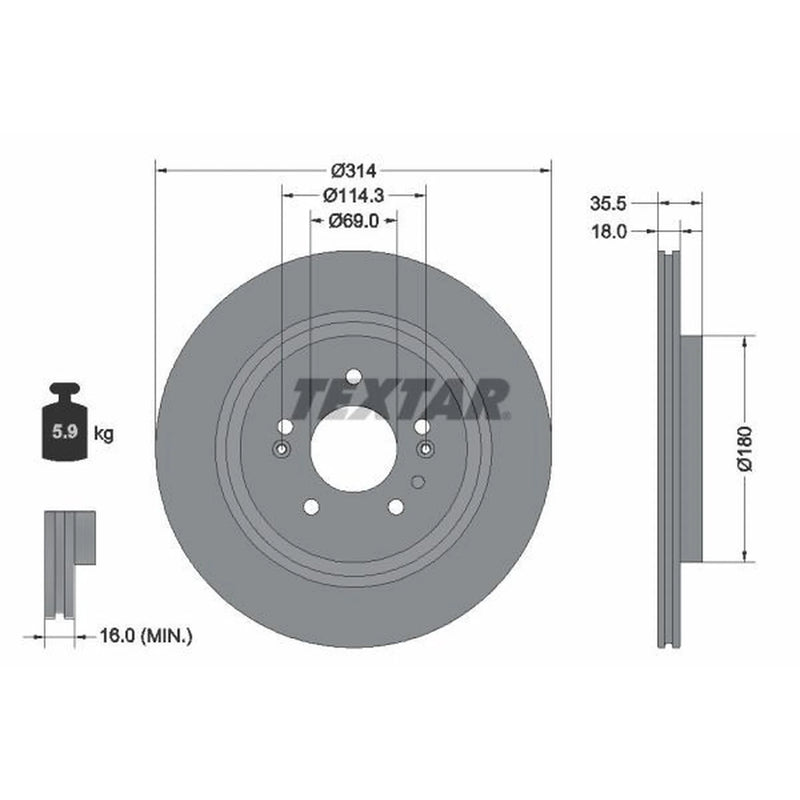 Textar 2 x Rear Brake Discs 92347503