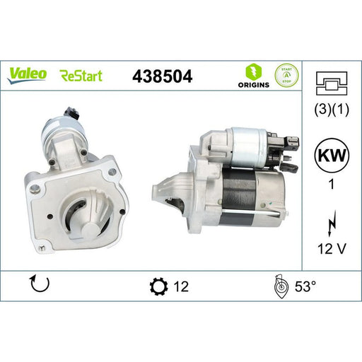 Valeo Starter Motor 12V 1kW 12 Teeth 438504