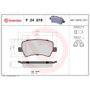 Brembo 4 x Rear Brake Pad Set P24078