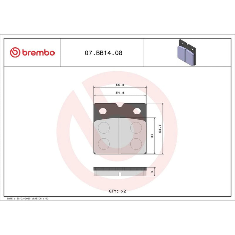 Brembo 2 x Front Brake Pad Set 07BB1408