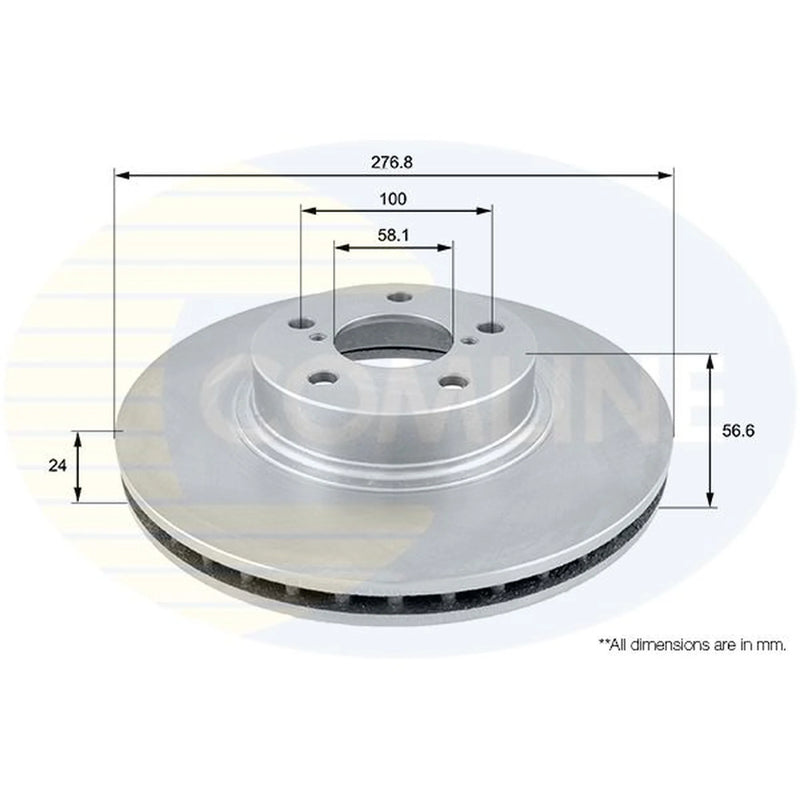 Comline 2 x Internally Vented Front Brake Discs ADC0811V