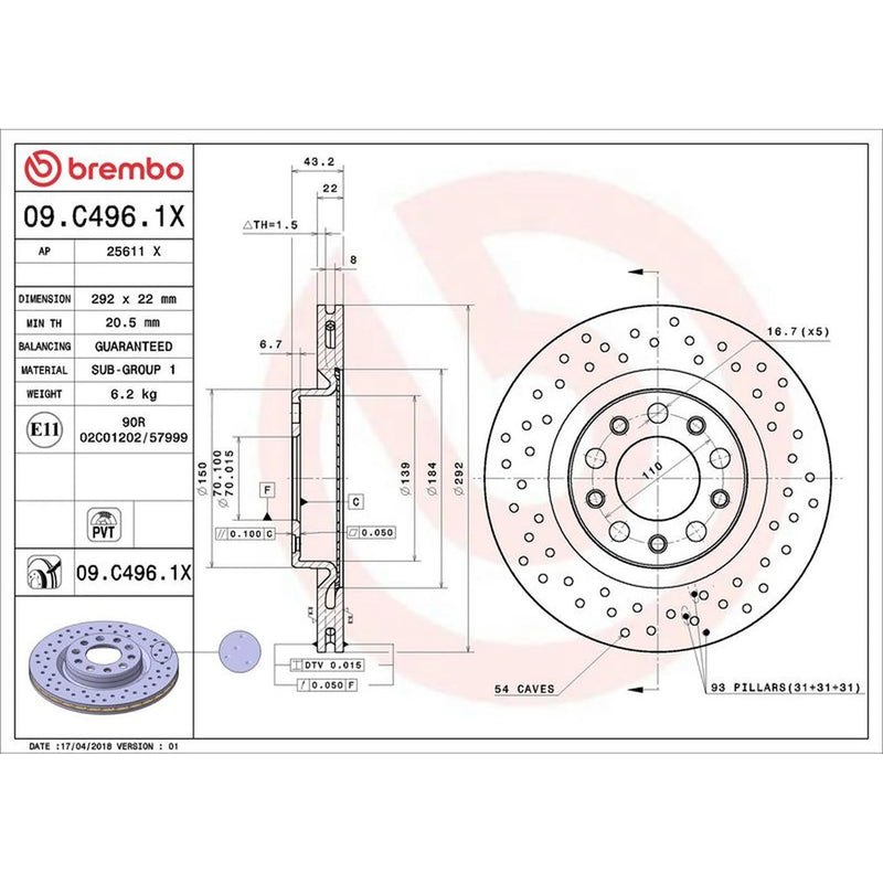 Brembo Xtra 2 x / Rear Brake Discs 09.C496.1X