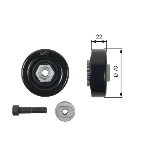 Gates V-Ribbed Belt Tensioner Pulley OD Wide T36408
