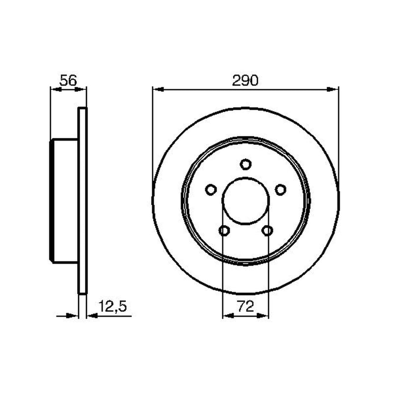 Bosch 2 x Solid Rear Brake Discs 0 986 479 102