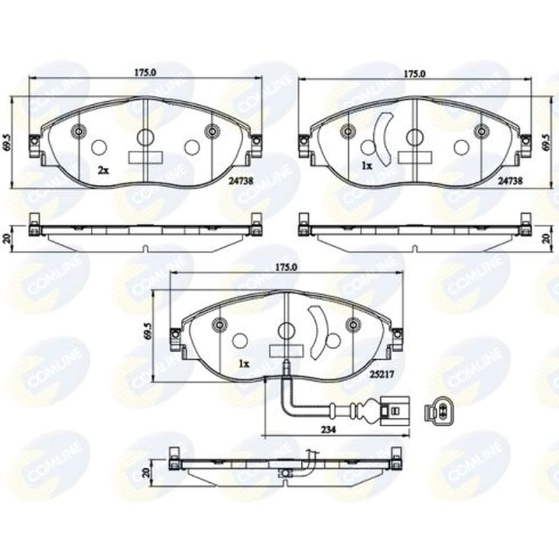 Comline 4 x Front Brake Pad Set CBP12201