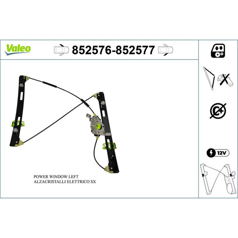 Valeo Electric Window Regulator Lifter Right Front 852577
