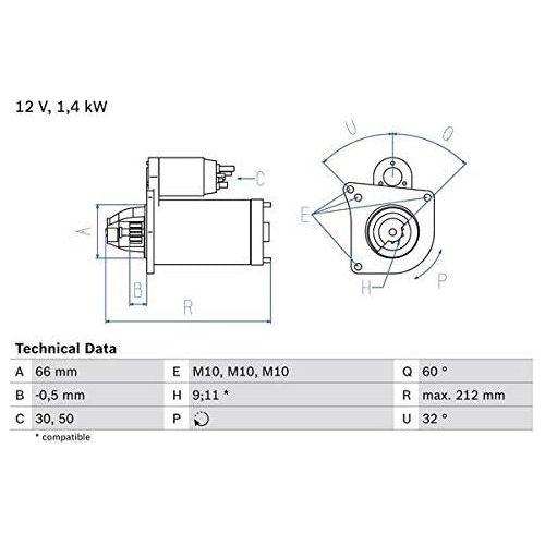 Bosch Reman Starter Motor 1657 0986016570 Bosch  - Town Parts