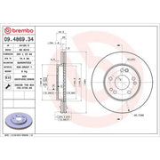 Brembo 2 x Internally Vented Front Brake Discs 09.4869.34