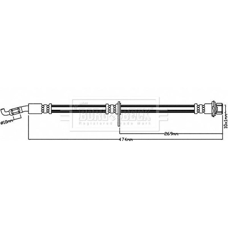 Borg & Beck Brake Hydraulic Hose Line Front Right BBH8227