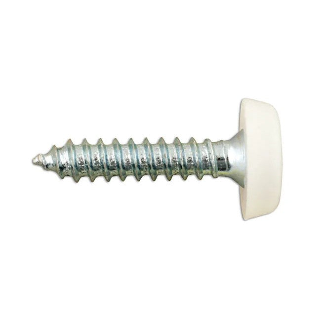 Connect Number Plate Screw 10 x White Polytop 100pc 1-3