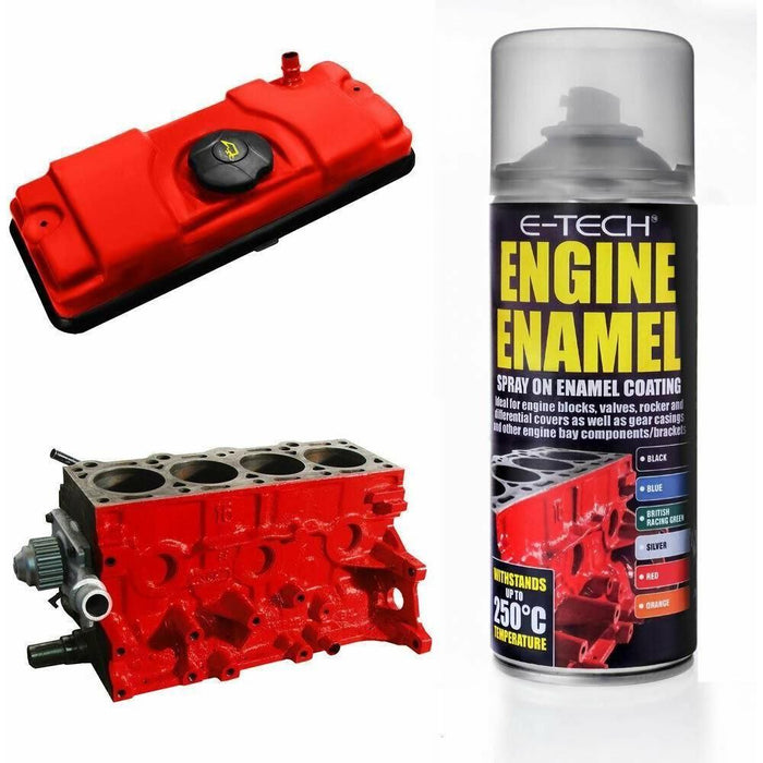 E-Tech Red Engine Enamel Spray On 400ml Heat Resistant High Temp Paint E-Tech  - Town Parts