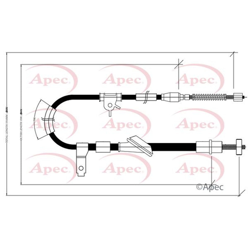 Apec Handbrake Cable Left Rear CAB1445